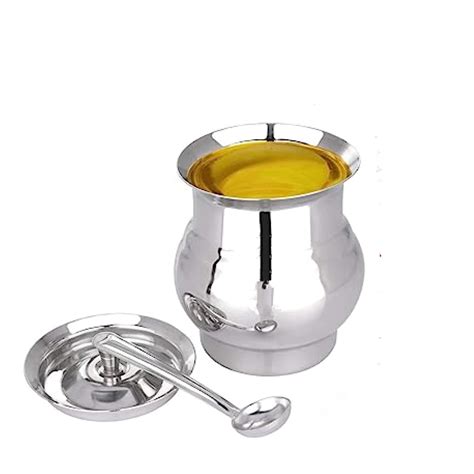 Buy MILTLIFE® Stainless Steel Ghee Pot/Oil Pot with spoon/Jar/Ghee Dani ...