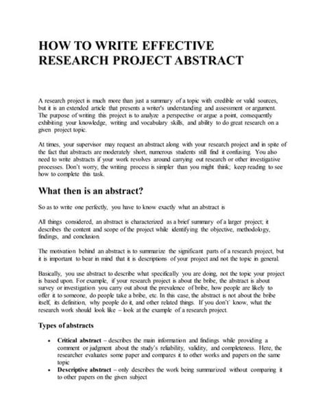 Image result for Project Abstract Summary Sample