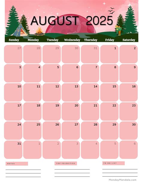 August 2025 Calendar Printable