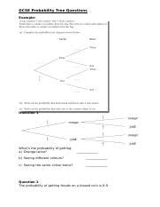 Image result for GCSE Maths Probability Trees