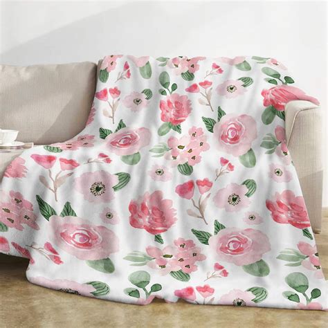Floral Blankets, Pink Rose Floral Blankets and Throws, Soft Cozy ...