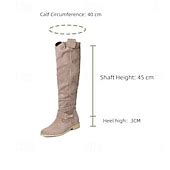 Women's Taupe Suede Slouchy Knee-High Boots with Perforated Design and ...