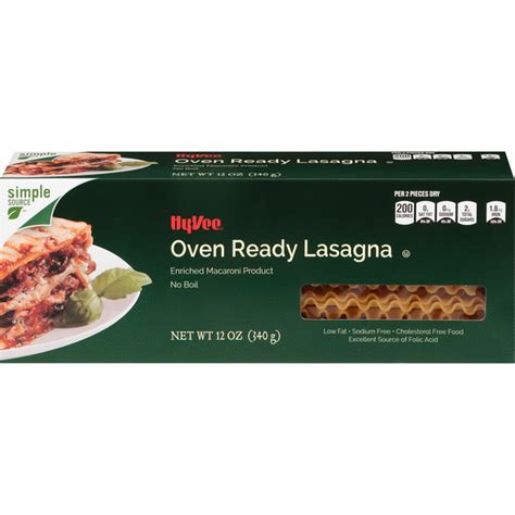 Hy-Vee Enriched Macaroni Product, Oven Ready Lasagna (12 oz) Delivery ...