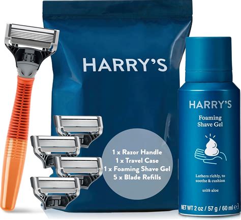 Harry's Razors for Men - Men's Razor Set with Bright Orange Handle, 5 ...