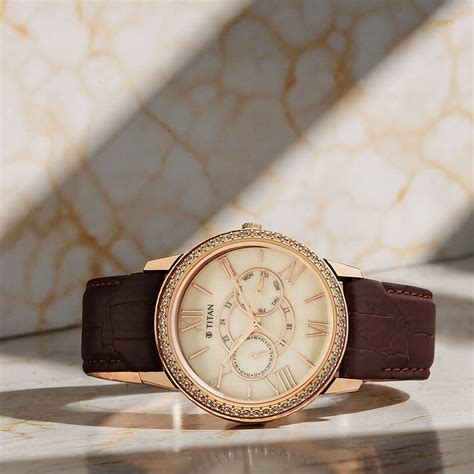 Buy Online Titan Royale Quartz Multifunction Marble Dial Leather Strap ...