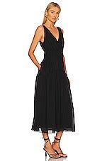 Vince Sleeveless V Neck Smocked Dress in Black | REVOLVE