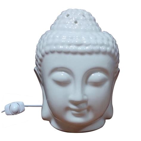 Astroghar White Ceramic Buddha Head Fragrance Electric Oil Warmer Lamp ...
