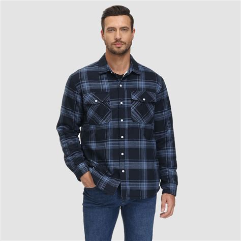 Men's Sherpa Shirt Fleece Lined Flannel Shirt Jacket with 3 Pockets Ca ...