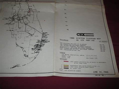 1989 CSX Railroad SYSTEM DIAGRAM MAP Approx. 33" x 44" # 4073 | #4546765903