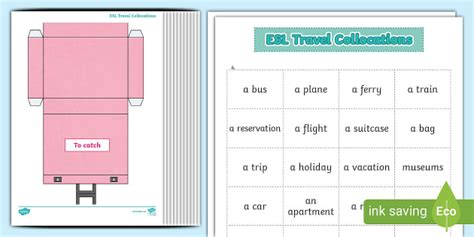 ESL Travel Collocations Sorting Activity (teacher made)