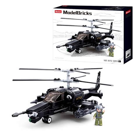 Buy Sluban Ka-50 Black Shark Combat Helicopter Building Blocks For Ages ...
