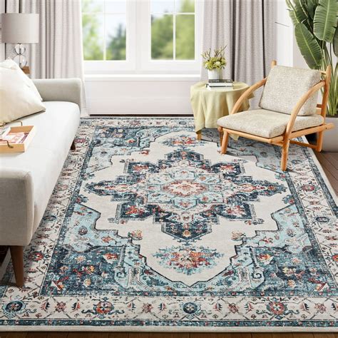 Area Rug Living Room Rugs: 9x12 Washable Large Carpet Boho Oriental ...