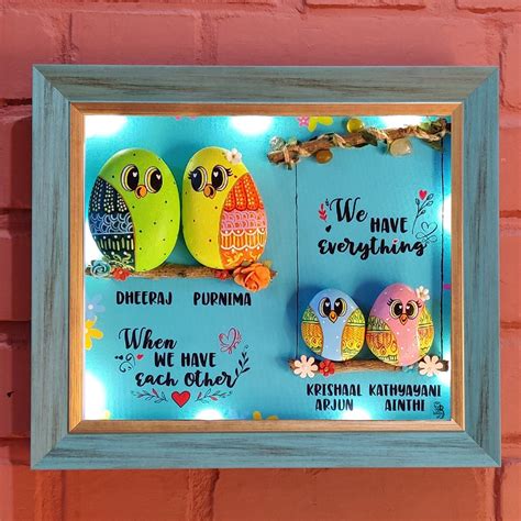 Family 4Ever Pebble Art(14x12 Inches) (Rustic Green) – Batoony Rocks