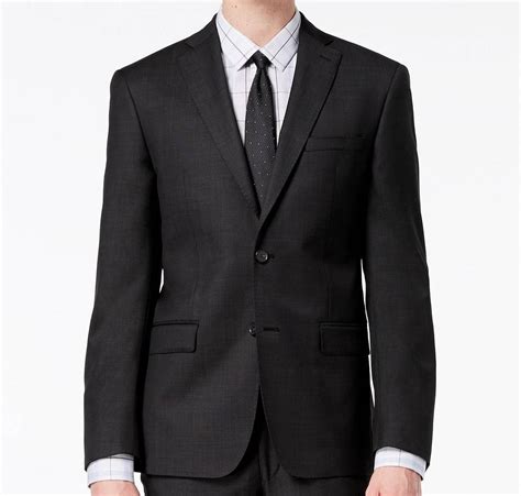 $450 Dkny men's Black Modern Fit Wool Suit Blazer Jacket Sport Coat 42 ...