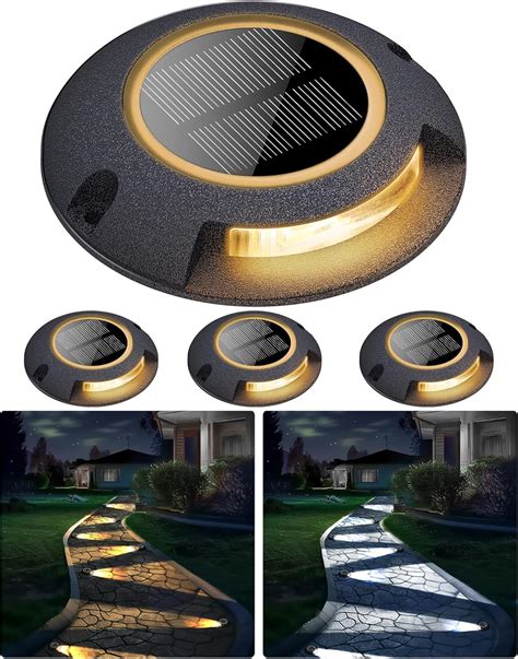 2 Colors in 1 Solar Deck Lights, FabStyl Solar Driveway Lights Dock ...
