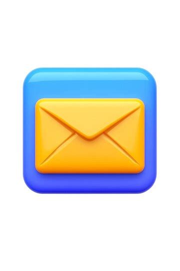 Brightly colored envelope icon designed in blue and yellow tones ...