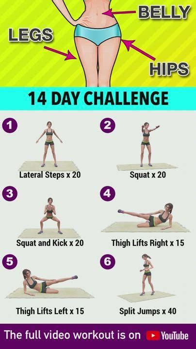 14-DAY Legs + Belly + Hips Challenge - Home Exercises [Video] in 2020 ...