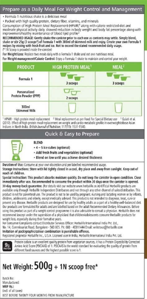 HERBALIFE Formula 1- Nutritional Shake Mix Nutrition Drink Price in ...