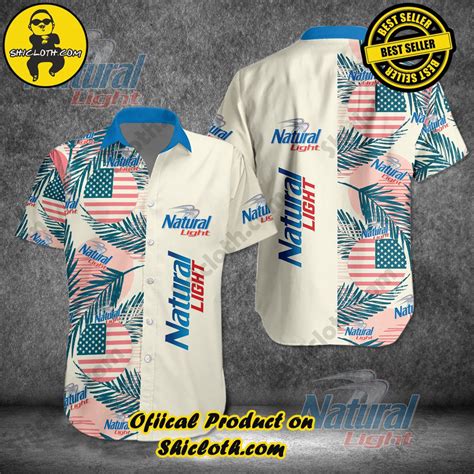 Natural Light Tropical US Flag Hawaiian Shirt - Shicloth