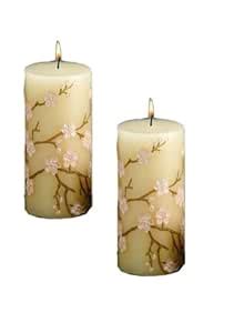 Biedermann & Sons Two Cherry Blossom Pillar Candles : Amazon.in: Home ...