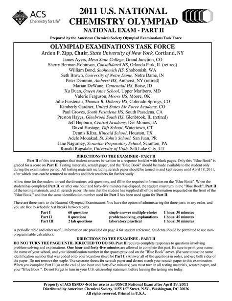 SOLUTION: 2011 usnco exam part ii - Studypool