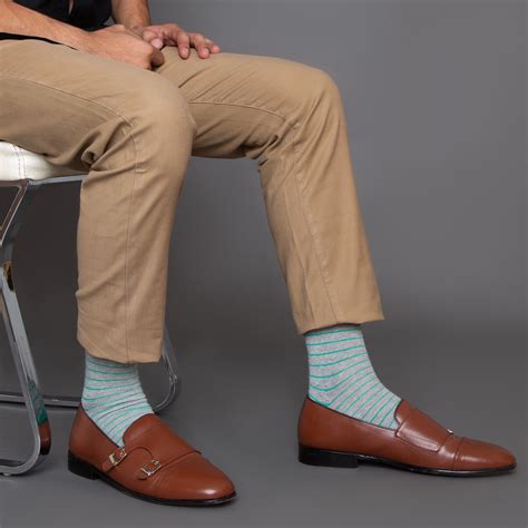 Green Stripes Men's Crew Socks – Mint & Oak