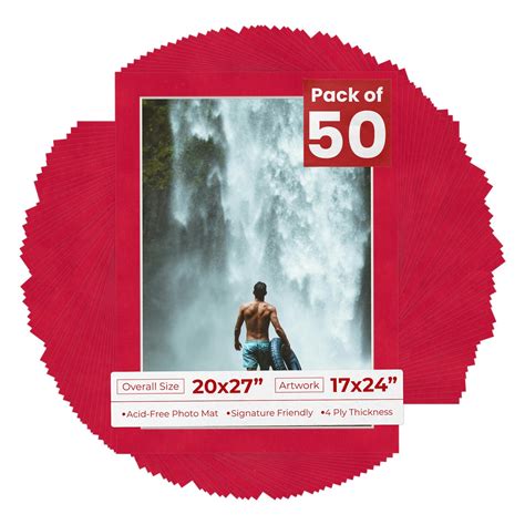 Cherry Red Suede Mat Board for 20x27 Frames - Fits 17x24 Photos, Color ...