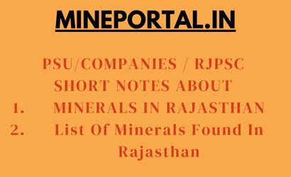 MINERALS IN RAJASTHAN | Mine Portal - India's No.1 Mining Exams Test ...
