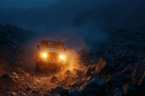 Vista fotorealista di un'auto fuoristrada con terreno naturale e ...