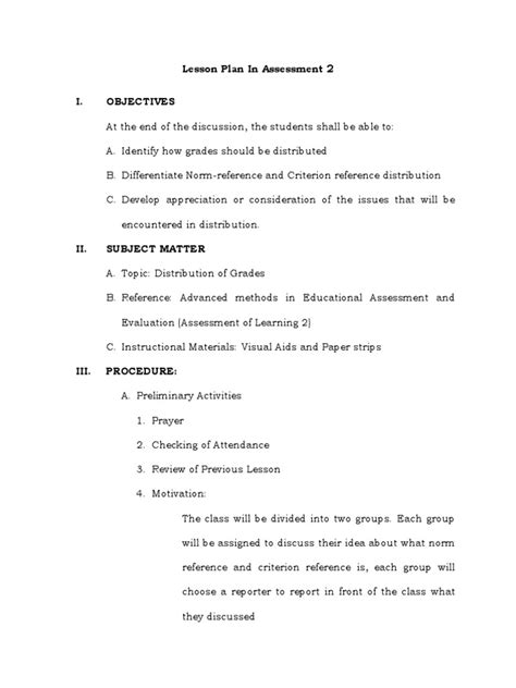 Image result for Lesson Plan Assessment Examples