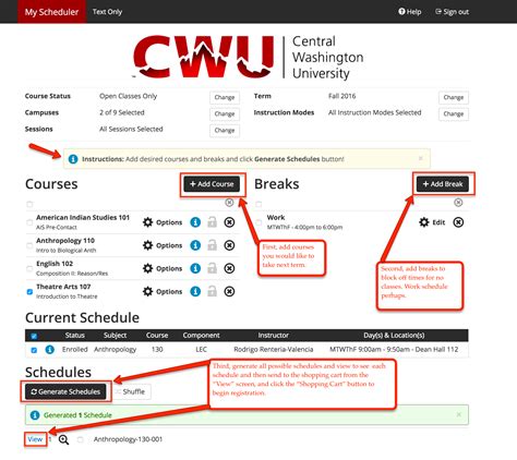 MyCWU Scheduler - Central Washington University