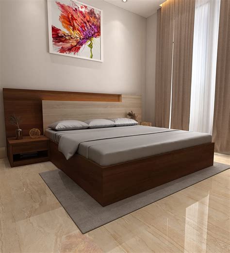 V Create Store King Size Engineered Wood Platform Bed with LED Fitted ...