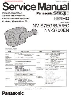 Panasonic NV-S7 NV-S700 Service Manual PDF Free Download