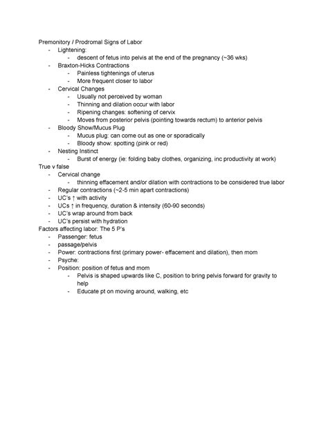3314 Process of Birth - Dr. Esposito - Premonitory / Prodromal Signs of Labor - Lightening ...