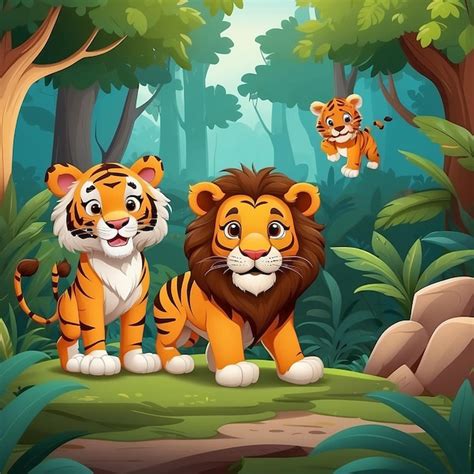 Lion vs Tiger Cartoon 的图像结果