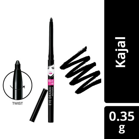 [Apply coupon] Elle 18 Eye Drama Kajal, Super Black, Smudgeproof ...