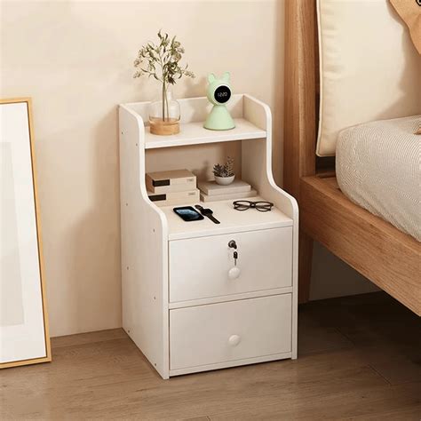 1pc Bedside Cabinet, Bedroom Storage Cabinet With Lock, Small Organizer ...