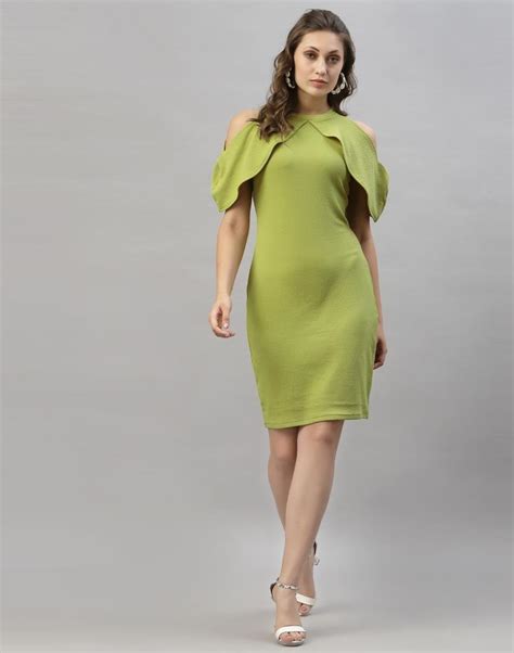 Olive Green Cut out Sleeve Bodycon Dress | Leemboodi