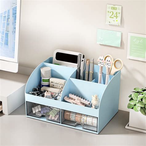 HOME CUBE Plastic Desk Organizer With Drawer Desktop Office Stationery ...