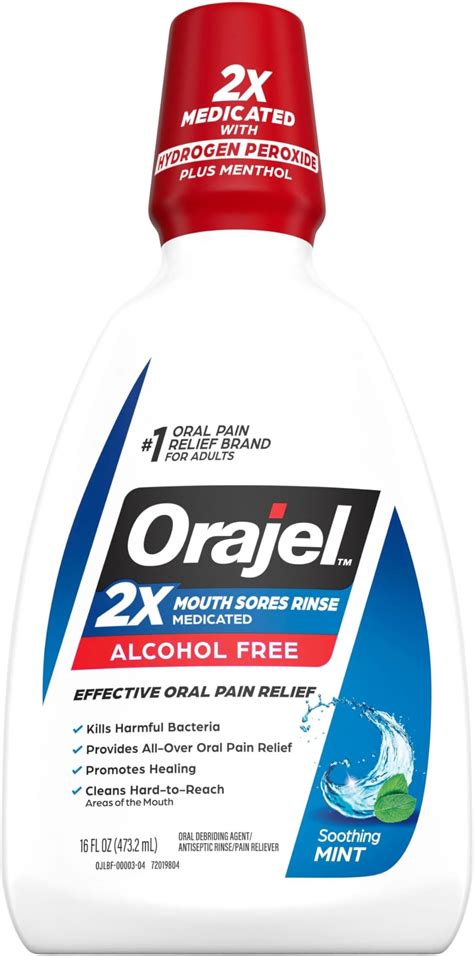 Amazon.com: Orajel Alcohol-Free Antiseptic Mouth Sore Rinse, Fresh Mint ...