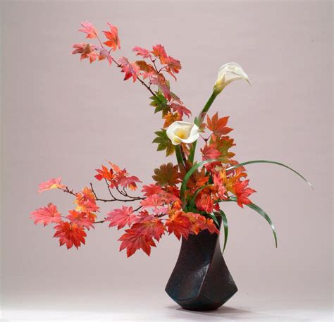 Ikebana Flower Arrangement in Vase