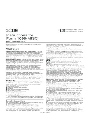 IRS Instruction 1099-MISC 2009 - Fill and Sign Printable Template Online