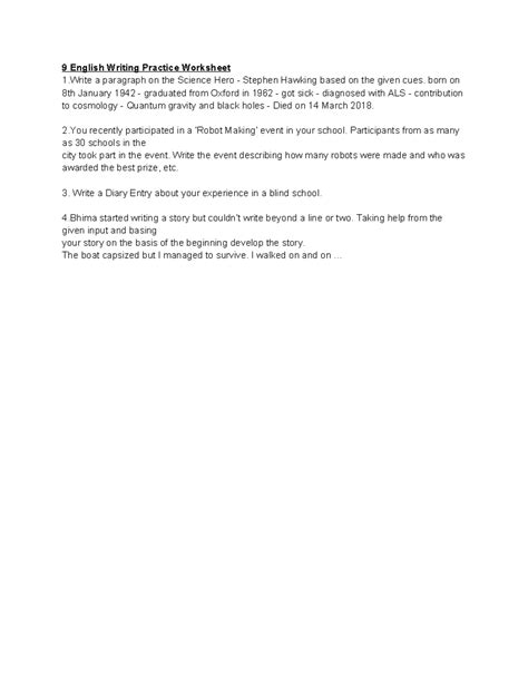 Worksheet 2: English Writing Practice Exercises - Studocu