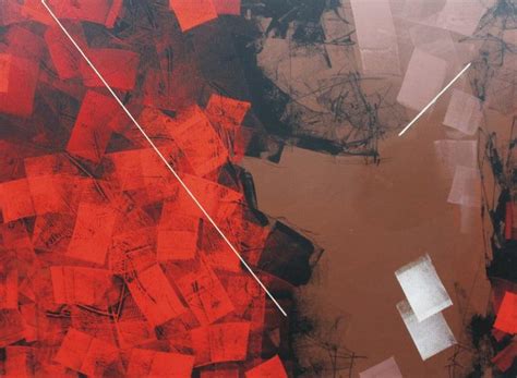 "Untitled 65": Red Oil Painting (36x48) by Sudhir Talmale | ArtZolo.com