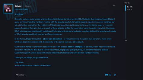 For the first time ever, Blizzard is rolling back WoW Classic hardcore deaths