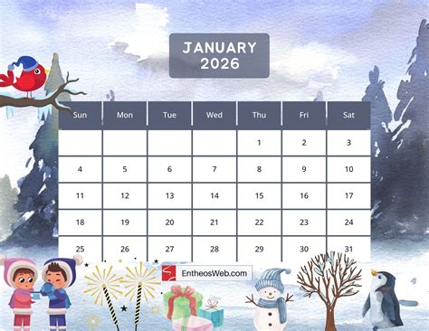 January 2026 Printable Calendars | EntheosWeb