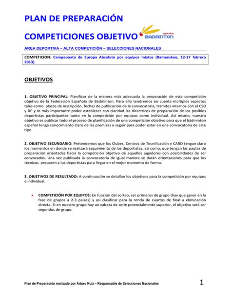 Preparación para competiciones