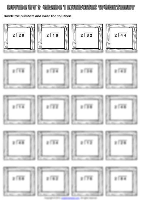 SOLUTION: Divided by two grade 1 exercises worksheet wooden frame theme ...