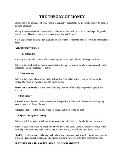THE THEORY OF MONEY | DOCX