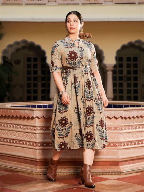 Buy Soft Cotton Floral Flared Grey Dress TP9238T | Aramya